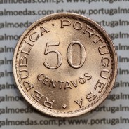 Mozambique, bronze coin of 50 centavos 1973 of Former Portuguese Colony of Mozambique, (AU/UNC), World Coins Mozambique KM 89