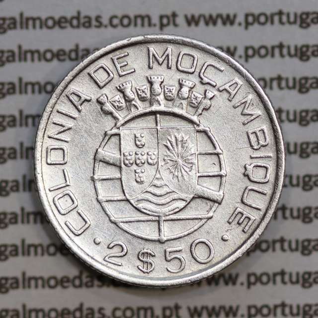 Moçambique, 2$50 1942 Prata, 2.50 Escudos 1942 prata Ex-Colónia de Moçambique, (MBC+), World Coins Mozambique KM 68
