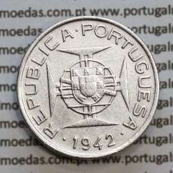 Mozambique, silver coin of 2.50 Escudos 1942, 2-1/2 Escudos 1942 Former Portuguese Colony, (VF+), WorldCoins Mozambique KM 68