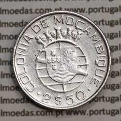 Mozambique, silver coin of 2.50 Escudos 1942, 2-1/2 Escudos 1942 Former Portuguese Colony, (VF+), WorldCoins Mozambique KM 68