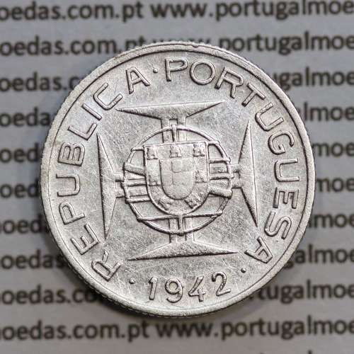Mozambique, silver coin of 2.50 Escudos 1942, 2-1/2 Escudos 1942 Former Portuguese Colony, (VF+), WorldCoins Mozambique KM 68