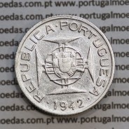 Moçambique, 2$50 1942 Prata, 2.50 Escudos 1942 prata Ex-Colónia de Moçambique, (MBC+), World Coins Mozambique KM 68