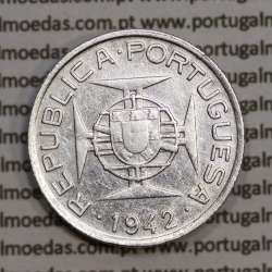 Mozambique, silver coin of 2.50 Escudos 1942, 2-1/2 Escudos 1942 Former Portuguese Colony, (VF+), WorldCoins Mozambique KM 68