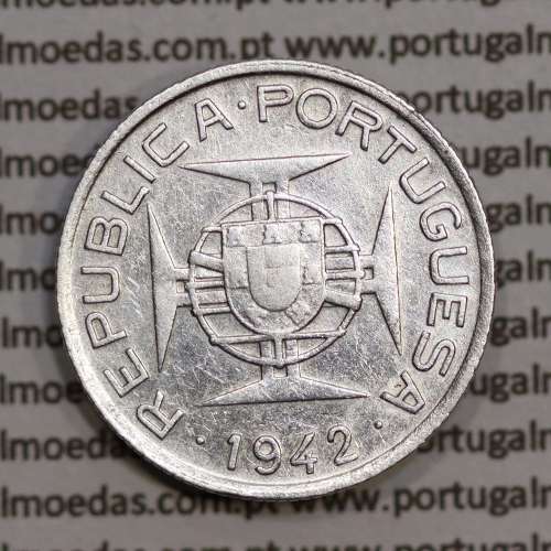 Mozambique, silver coin of 2.50 Escudos 1942, 2-1/2 Escudos 1942 Former Portuguese Colony, (VF+), WorldCoins Mozambique KM 68