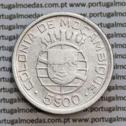 Moçambique 5$00 1938 Prata, (cinco escudos em prata de 1938), (BC), World Coins Mozambique KM 69
