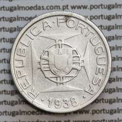 Moçambique 5$00 1938 Prata, (cinco escudos em prata de 1938), (BC), World Coins Mozambique KM 69