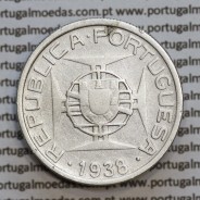 Moçambique 5$00 1938 Prata, (cinco escudos em prata de 1938), (BC), World Coins Mozambique KM 69