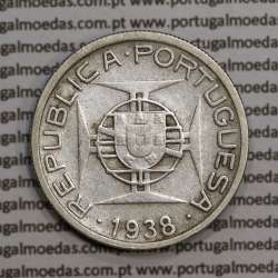 Moçambique 5$00 1938 Prata, (cinco escudos em prata de 1938), (BC), World Coins Mozambique KM 69