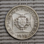 Moçambique 5$00 1938 Prata, (cinco escudos em prata de 1938), (BC), World Coins Mozambique KM 69