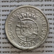 Moçambique 5$00 1938 Prata, (cinco escudos em prata de 1938), (MBC), World Coins Mozambique KM 69