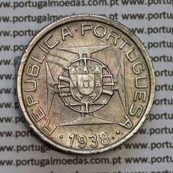 Moçambique 5$00 1938 Prata, (cinco escudos em prata de 1938), (MBC), World Coins Mozambique KM 69