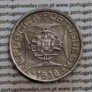 Mozambique, silver coin of 5 Escudos 1938, or 5$00 Escudos 1938 of former Portuguese colony, (VF), World Coins Mozambique KM69
