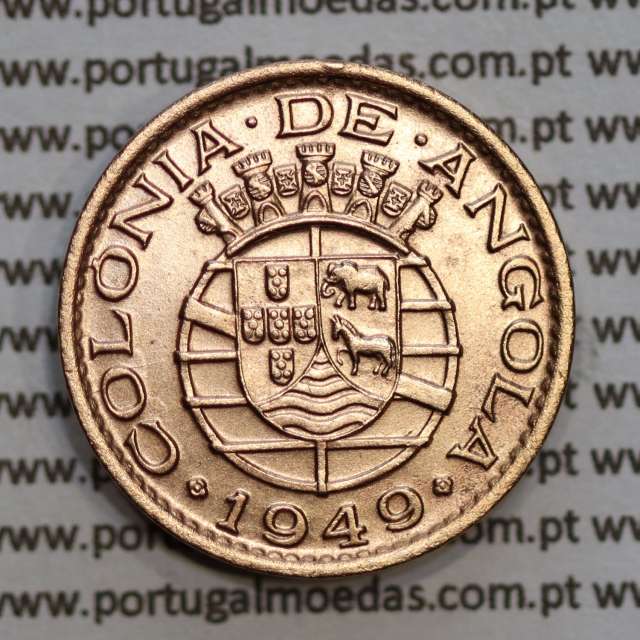 Angola, bronze coin of 20 Centavos 1949 of Former Portuguese Colony of Angola, (XF+), World Coins Angola KM 71