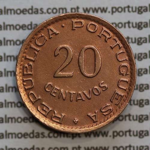 Angola 20 Centavos 1949 Bronze, ("$20" vinte centavos 1949 Angola), (MBC+), Ex-Colónia Angola, World Coins Angola KM 71