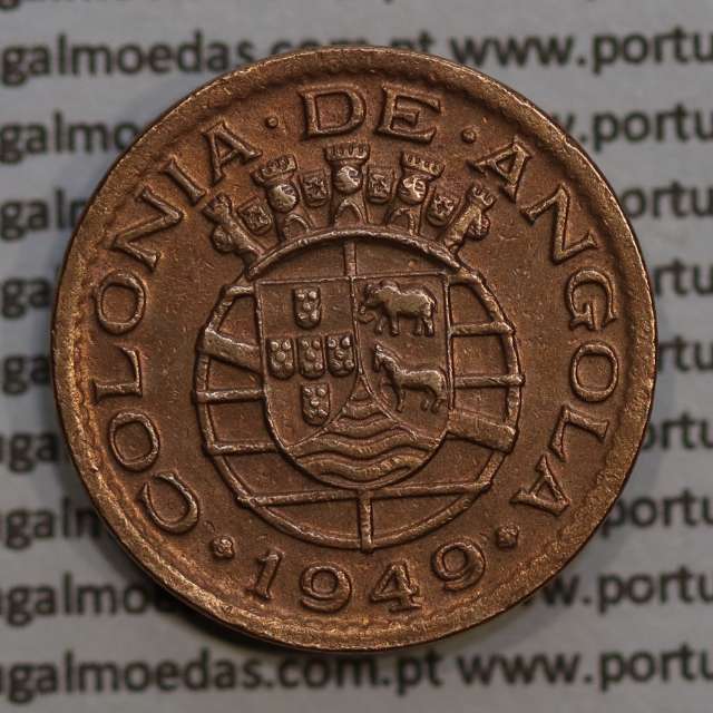 Angola 20 Centavos 1949 Bronze, ("$20" vinte centavos 1949 Angola), (MBC+), Ex-Colónia Angola, World Coins Angola KM 71