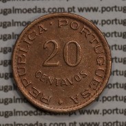 Angola 20 Centavos 1949 Bronze, ("$20" vinte centavos 1949 Angola), (MBC+), Ex-Colónia Angola, World Coins Angola KM 71