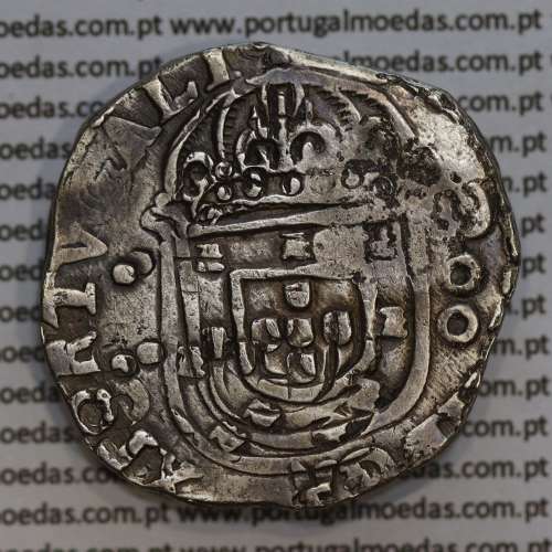 Carimbo de 250 Réis de D. Afonso VI, sobre Meio Cruzado Prata de D. João IV, carimbo "2S0",  World Coins Portugal KM 434.1