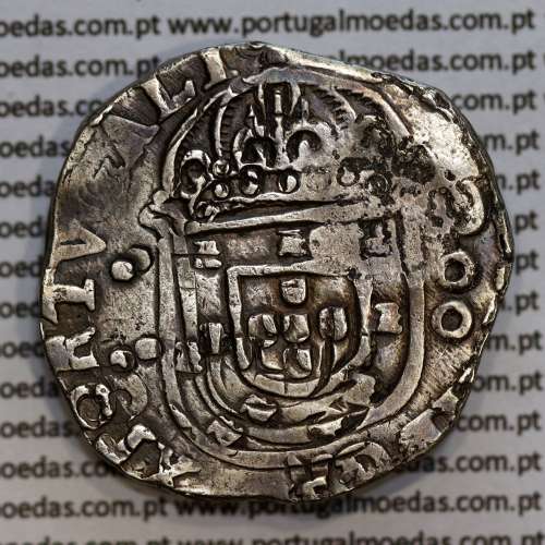 Carimbo de 250 Réis de D. Afonso VI, sobre Meio Cruzado Prata de D. João IV, carimbo "2S0",  World Coins Portugal KM 434.1