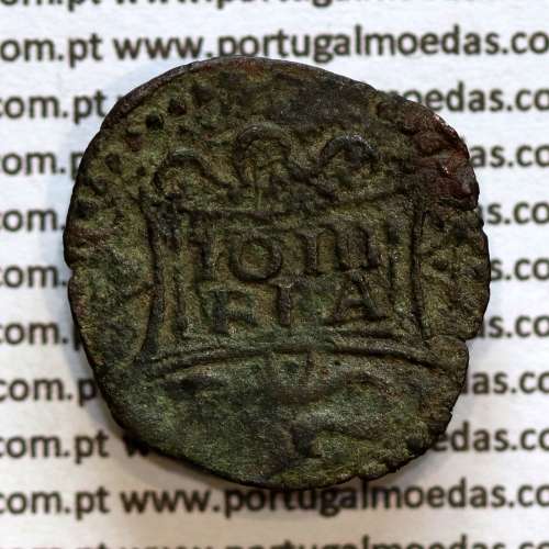 copper coin of Real of king D. João III 1521-1557, (Portugal) Crown without washers, Legend: ✘R ✘ / IO III - R P A
