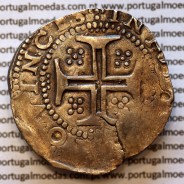 Tostão Prata de D. Filipe II 1598-1621, Inédita, variantes Raras, Reverso Cruz cercada por 3 pontos "︙" em cada haste