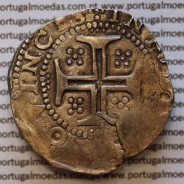Tostão Prata de D. Filipe II 1598-1621, Inédita, variantes Raras, Reverso Cruz cercada por 3 pontos "︙" em cada haste