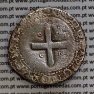 Real Português Dobrado prata de D. João III 1521-1557, Legenda: ☩REX▾PORTVGALIE▾AL▾D▾G / ▾IN▾HOC▾SIGNO▾VINCES