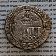 Real Português Dobrado prata de D. João III 1521-1557, Legenda: ☩REX▾PORTVGALIE▾AL▾D▾G / ▾IN▾HOC▾SIGNO▾VINCES