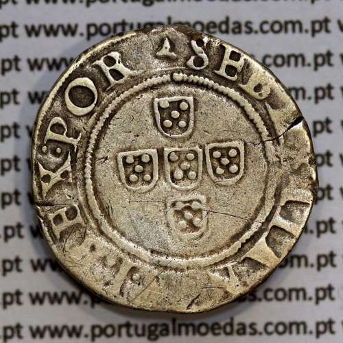 Portugal, silver coin of Half Tostão, D. Sebastian I (1557–1578), Unclassified, ▴SEBASTIANVS:I:REX.POR /▴IN▴HOC▴SIGNO▴VINCES