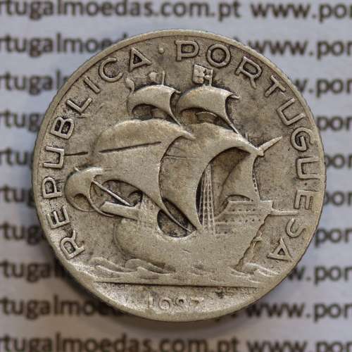 2$50 prata 1937, dois escudos e cinquenta centavos em prata 1937,  (BC-) - REPÚBLICA PORTUGUESA