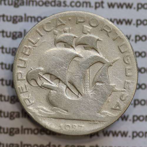 2$50 prata 1937, dois escudos e cinquenta centavos em prata 1937,  (BC-/REG) - REPÚBLICA PORTUGUESA