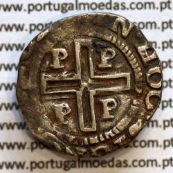 Meio Tostão prata D. João IV 1640-1656, (Porto), Legenda: ✤IOANNES•IIII•D•G•REX•PORT / ✤IN•HOC•SIGNO•VINCES
