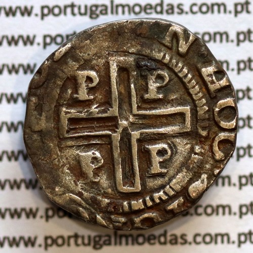 Meio Tostão prata D. João IV 1640-1656, (Porto), Legenda: ✤IOANNES•IIII•D•G•REX•PORT / ✤IN•HOC•SIGNO•VINCES