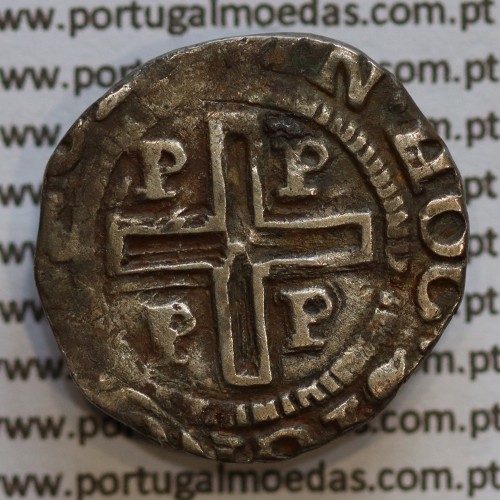 Meio Tostão prata D. João IV 1640-1656, (Porto), Legenda: ✤IOANNES•IIII•D•G•REX•PORT / ✤IN•HOC•SIGNO•VINCES