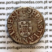 Portugal, silver coin of Vintém D. Sebastião I (1557–1578), ✠PORTVG:ETALGARB / ✠SEBASTIANVS.REX.P. (a besant in each escutcheon)