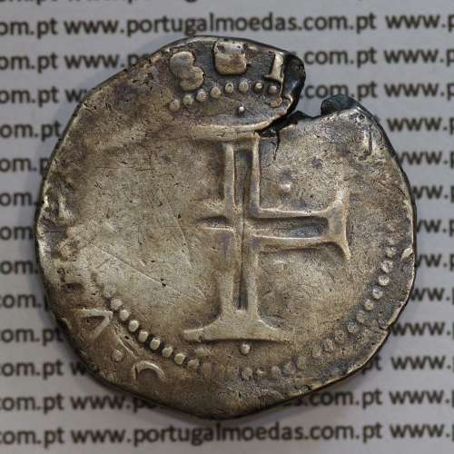 Tostão Prata de D. Filipe III 1621-1640, 100 Reais Prata, (∴ L⋱ - ∴ B ⋰)  ✣PHILIPPVS D G REX PORTVGAL / ✠IN.HOC.SIGNO.VINCES