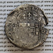 Tostão Prata de D. Filipe III 1621-1640, 100 Reais Prata, (∴ L⋱ - ∴ B ⋰)  ✣PHILIPPVS D G REX PORTVGAL / ✠IN.HOC.SIGNO.VINCES