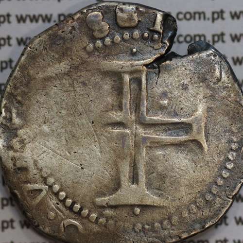 Tostão Prata de D. Filipe III 1621-1640, 100 Reais Prata, (∴ L⋱ - ∴ B ⋰)  ✣PHILIPPVS D G REX PORTVGAL / ✠IN.HOC.SIGNO.VINCES