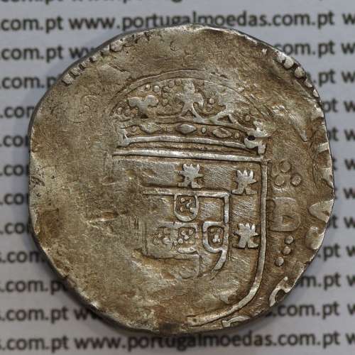 Tostão Prata de D. Filipe III 1621-1640, 100 Reais Prata, (∴ L⋱ - ∴ B ⋰)  ✣PHILIPPVS D G REX PORTVGAL / IN.HOC.SIGNO.VINCES