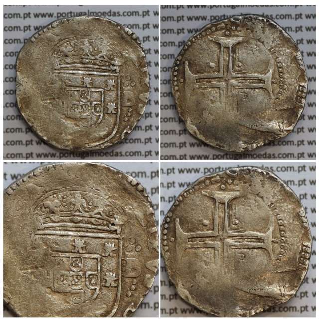 Tostão Prata de D. Filipe III 1621-1640, 100 Reais Prata, (∴ L⋱ - ∴ B ⋰)  ✣PHILIPPVS D G REX PORTVGAL / IN.HOC.SIGNO.VINCES