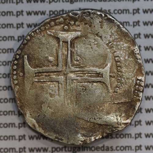 Tostão Prata de D. Filipe III 1621-1640, 100 Reais Prata, (∴ L⋱ - ∴ B ⋰)  ✣PHILIPPVS D G REX PORTVGAL / IN.HOC.SIGNO.VINCES