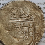 Tostão Prata de D. Filipe III 1621-1640, 100 Reais Prata, (∴ L⋱ - ∴ B ⋰)  ✣PHILIPPVS D G REX PORTVGAL / IN.HOC.SIGNO.VINCES