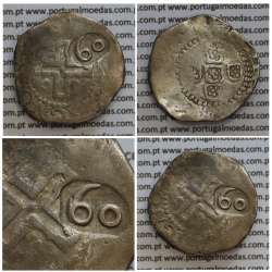 Carimbo de 60 réis D. João IV 1640-1656 sobre moeda de Meio Tostão prata D. Filipe II 1598-1621, Lei de 3 de Fevereiro de 1642