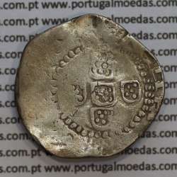Carimbo de 60 réis D. João IV 1640-1656 sobre moeda de Meio Tostão prata D. Filipe II 1598-1621, Lei de 3 de Fevereiro de 1642
