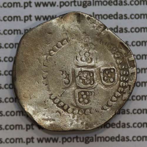 Carimbo de 60 réis D. João IV 1640-1656 sobre moeda de Meio Tostão prata D. Filipe II 1598-1621, Lei de 3 de Fevereiro de 1642