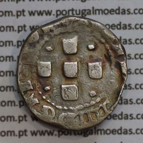 Meio Tostão prata D. João IV 1640-1656, não classificada A. Gomes, Legenda: ✤IOANNES IIII D G REX POR / ✤IN•HOC•SIGNO•VIN•CES