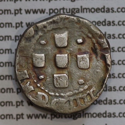 Meio Tostão prata D. João IV 1640-1656, não classificada A. Gomes, Legenda: ✤IOANNES IIII D G REX POR / ✤IN•HOC•SIGNO•VIN•CES