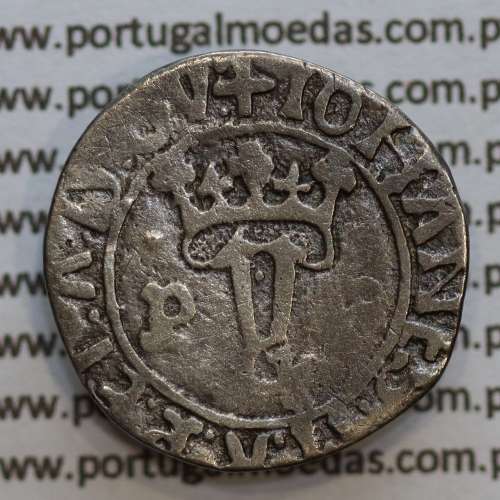 Vintém Prata de D. João II 1481-1495, Porto, "P" com ponto, Legenda: ✚IOHANES:I•I:R:P:ET:A:D:GV: / ✚IOANES:I•I:R:P:ET:A:D:GVINE