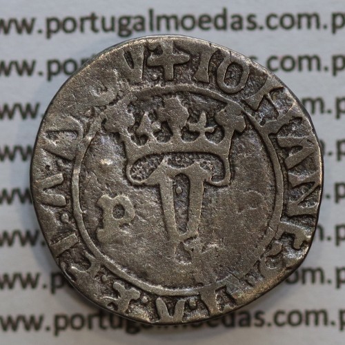 Vintém Prata de D. João II 1481-1495, Porto, "P" com ponto, Legenda: ✚IOHANES:I•I:R:P:ET:A:D:GV: / ✚IOANES:I•I:R:P:ET:A:D:GVINE