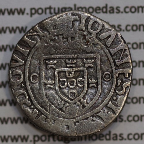 Vintém Prata de D. João II 1481-1495, Porto, "P" com ponto, Legenda: ✚IOHANES:I•I:R:P:ET:A:D:GV: / ✚IOANES:I•I:R:P:ET:A:D:GVINE