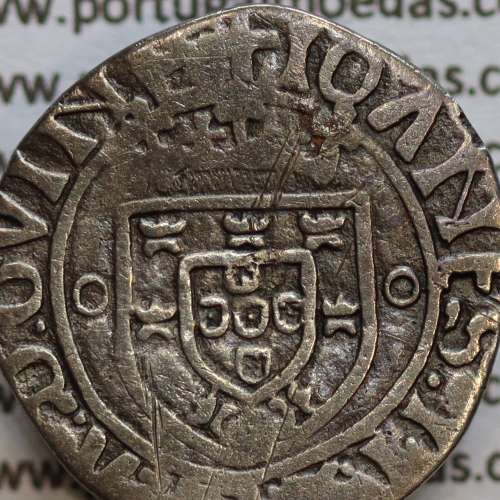 Vintém Prata de D. João II 1481-1495, Porto, "P" com ponto, Legenda: ✚IOHANES:I•I:R:P:ET:A:D:GV: / ✚IOANES:I•I:R:P:ET:A:D:GVINE